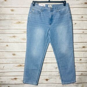 Seven7 Women's Light Blue High Rise Fitted 90's  Straight Leg Jeans Size 16